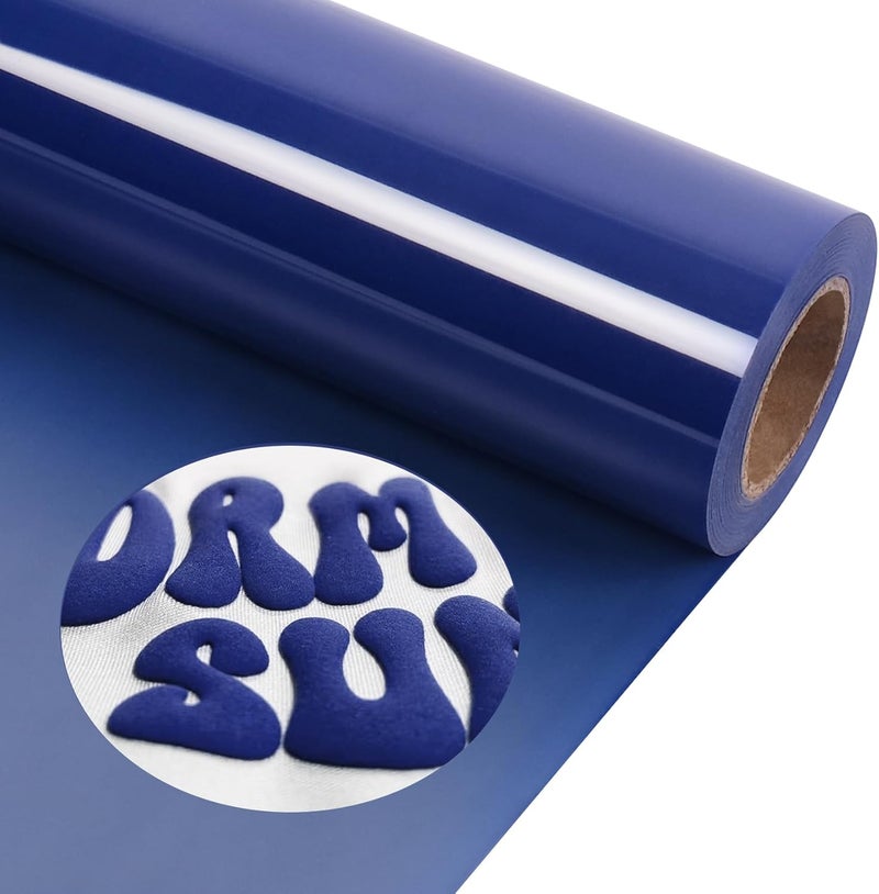 Torc Blue Puff 3D HTV Vinyl Heat Transfer, 12" x10ft Iron-On for T-Shirts, Team Apparel | Easy Cut & Weed | Compatible with Cricut/Silhouette | Crack-Resistant & Washable | Vibrant DIY Crafts - Image 1